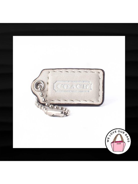 Coach Accessories - 1.5" Small COACH WHITE LEATHER KEY FOB CHARM KEYCHAIN HANG TAG WRISTLET